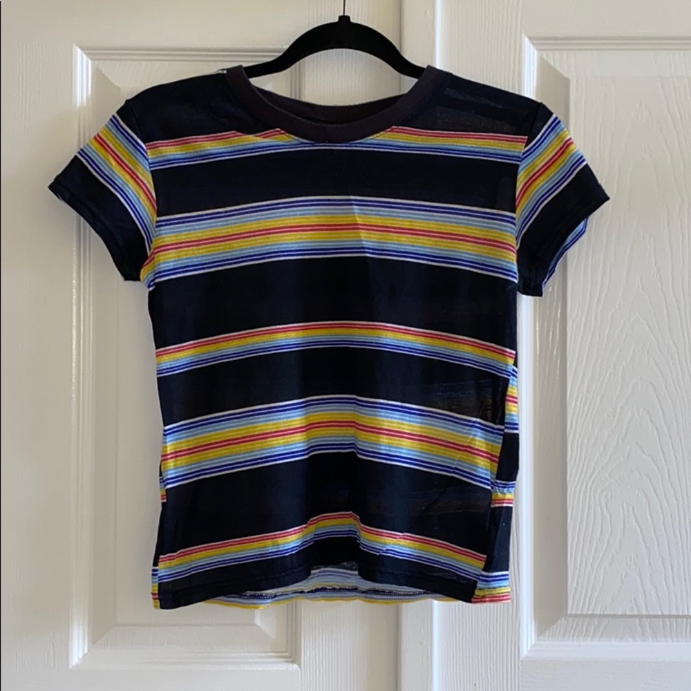 NWOT UO Striped Little Brother Rainbow Crew Neck Tee